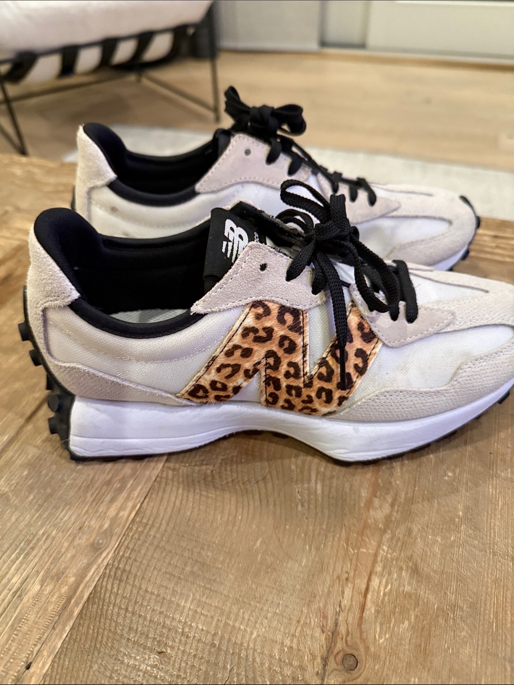 New Balance Women's Cream Sneakers with Leopard 'N' Accent